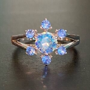 Fragrant Jewels One of a Kind Collection Snowflake Ring Blue/Silver- Size 6.
